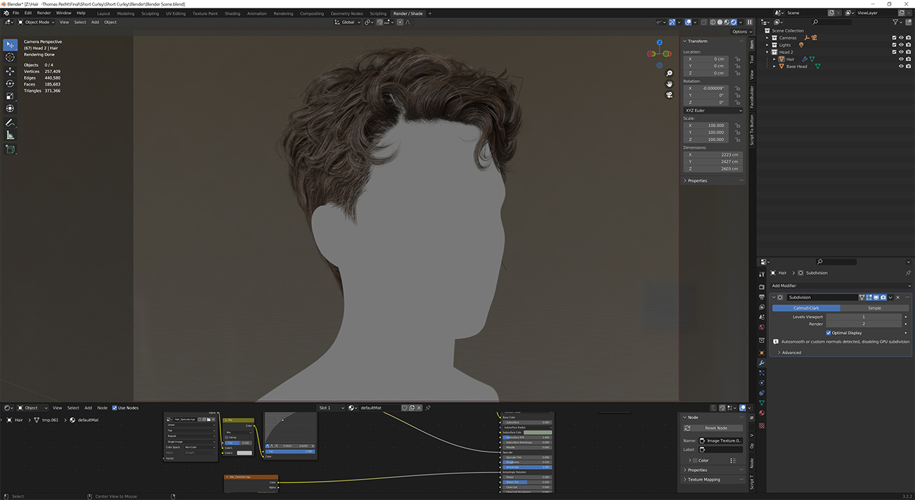 Realistic hair for blender